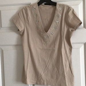 Beautiful beige short sleeves top with sequins